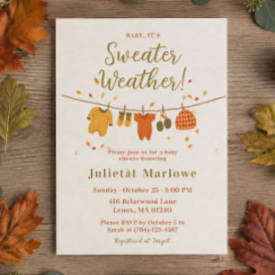 Sweater Weather Cosy Boho Autumn Baby Shower  Invitation