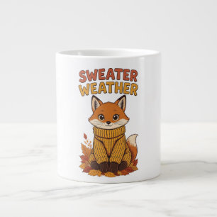 Sweater Weather Cute Fox Fall Vintage T-Shirt Large Coffee Mug