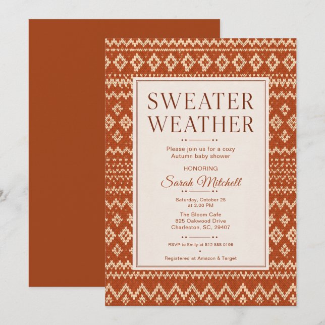 Sweater Weather Fall Baby Shower Invitation (Front/Back)