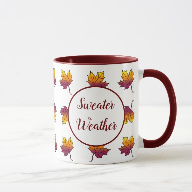 Sweater Weather Fall Leaves Autumn Seasonal Mug (Right)