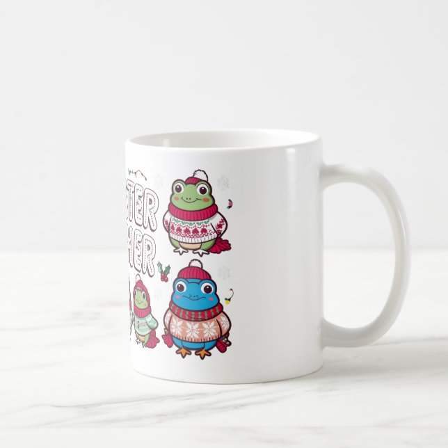  "Sweater Weather Frogs - Festive and Cosy" Coffee Mug (Right)