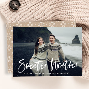 Sweater Weather in Beige   Holiday Photo Card