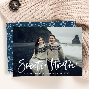 Sweater Weather in Navy Holiday Photo Card