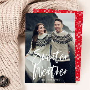 Sweater Weather in Red Holiday Photo Card