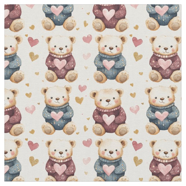 Sweatered Teddy Bears Fabric (Close Up)