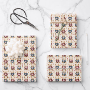 Sweatered Teddy Bears Wrapping Paper Sheet