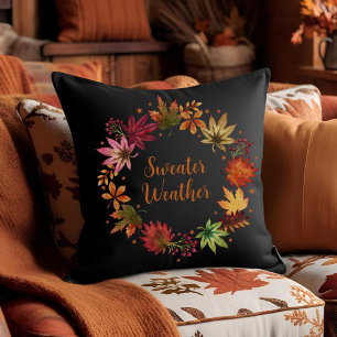 Sweather Weather Autumn Fallen Leaves Harvest Cushion