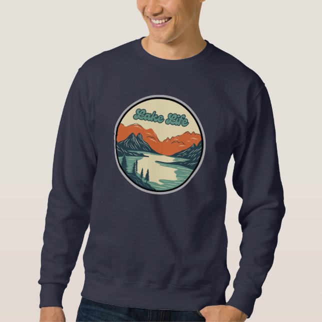 Sweatshirt - 'Lake Life' with mountains (Front)