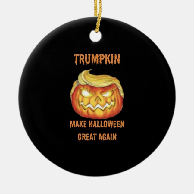 Sweatshirt, Trumpkin, Halloween Classic Ceramic Tree Decoration (Front)