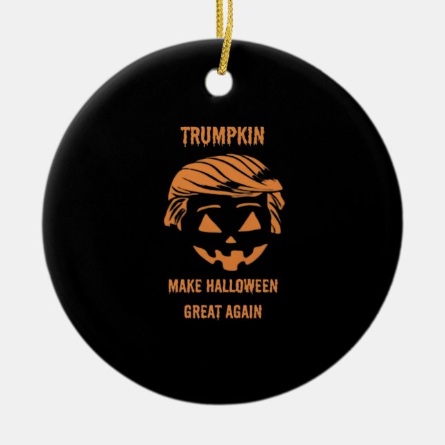 Sweatshirt, Trumpkin, Halloween Merch Classic Ceramic Tree Decoration (Front)