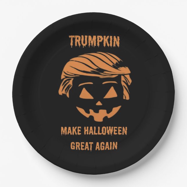 Sweatshirt, Trumpkin, Halloween Merch Classic Paper Plate (Front)