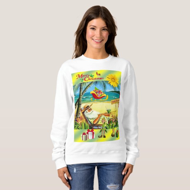 Sweatshirt Vintage Santa Beach Bum  (Front Full)