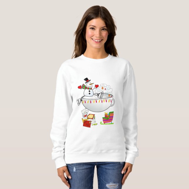 Sweatshirt Vintage Snowman in a Coffee Mug (Front Full)