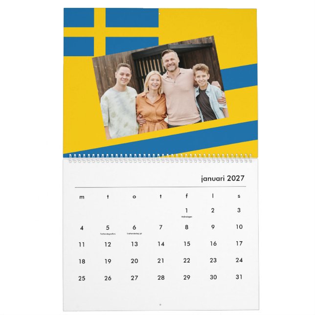 Sweden | Add Your Photo Swedish Flag 2026 Calendar (Jan 2027)