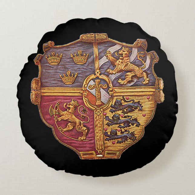Sweden Ancient Coat of Arms Round Cushion (Front)