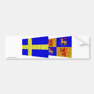 Sweden and Kalmar län waving flags Bumper Sticker