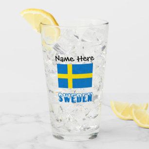 Sweden and Swedish Flag Personalised  Glass