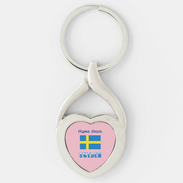 Sweden and Swedish Flag Personalised  Key Ring (Front)