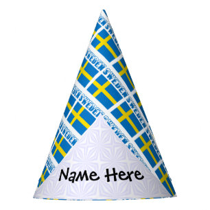 Sweden and Swedish Flag Tiled with Your Name Party Hat