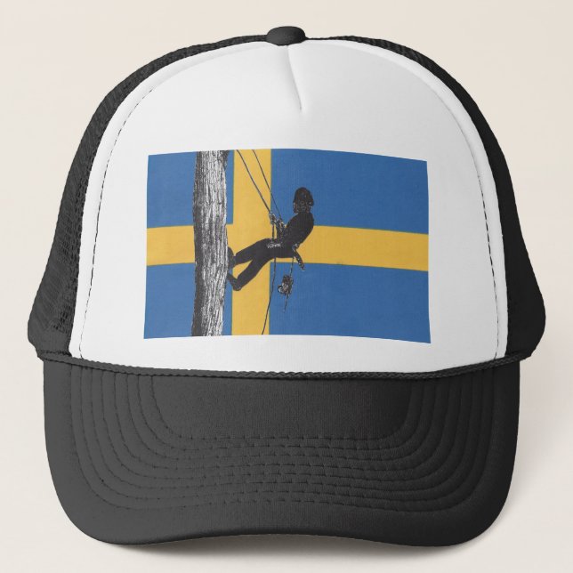 Sweden Arb Art Arborist Tree Surgeon Chainsaw Trucker Hat (Front)