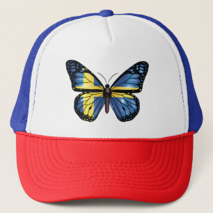 Sweden butterfly monarch flag trucker hat
