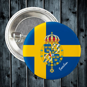 Sweden button, patriotic Swedish Flag, Emblem 3 Cm Round Badge
