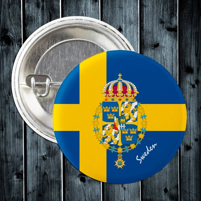 Sweden button, patriotic Swedish Flag, Emblem 3 Cm Round Badge (Creator Uploaded)
