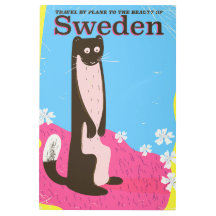 Sweden Cartoon vintage travel poster