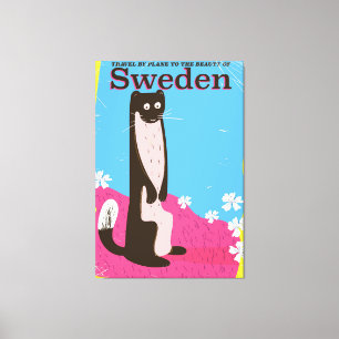 Sweden Cartoon vintage travel poster Canvas Print