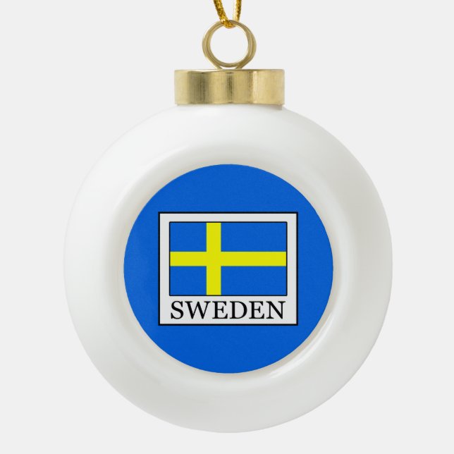 Sweden Ceramic Ball Christmas Ornament (Front)