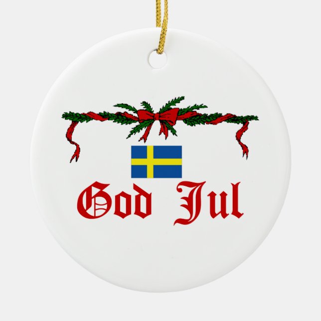 Sweden Christmas Ceramic Tree Decoration (Front)