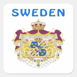 Sweden Coat Of Arms Square Sticker