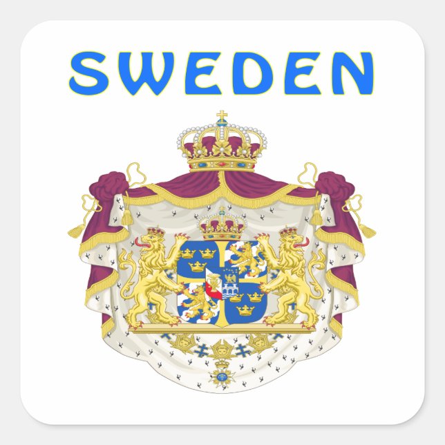 Sweden Coat Of Arms Square Sticker (Front)
