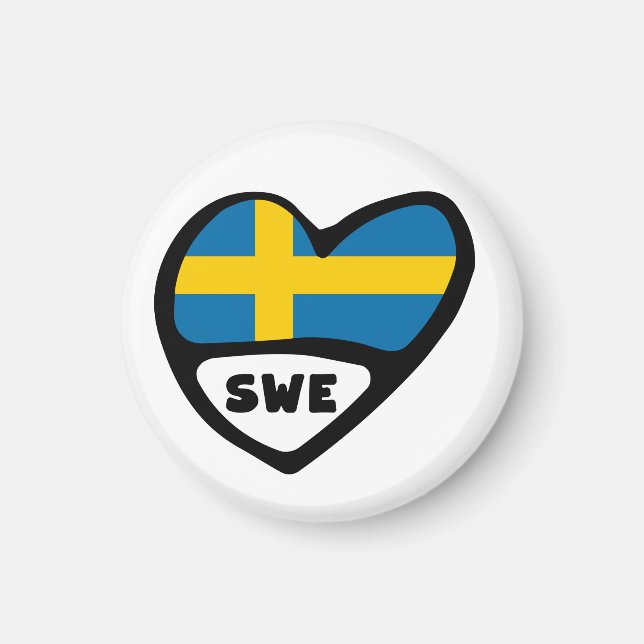 Sweden Country Code Flag Heart, SWE Magnet (Front)
