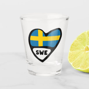 Sweden Country Code Flag Heart, SWE Shot Glass