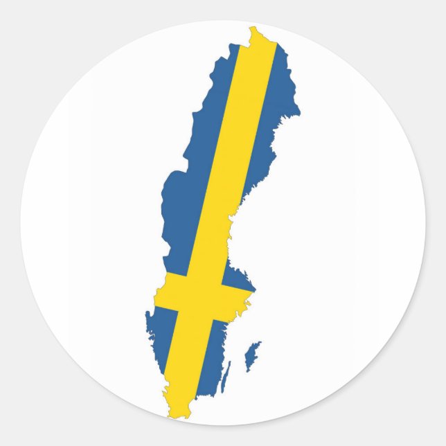 sweden country flag map classic round sticker (Front)