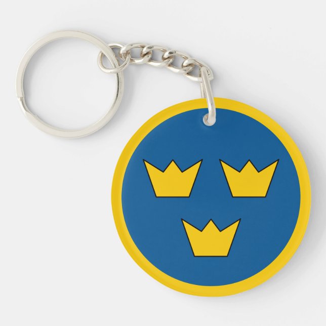 Sweden country flag roundel round symbol army nati key ring (Front)