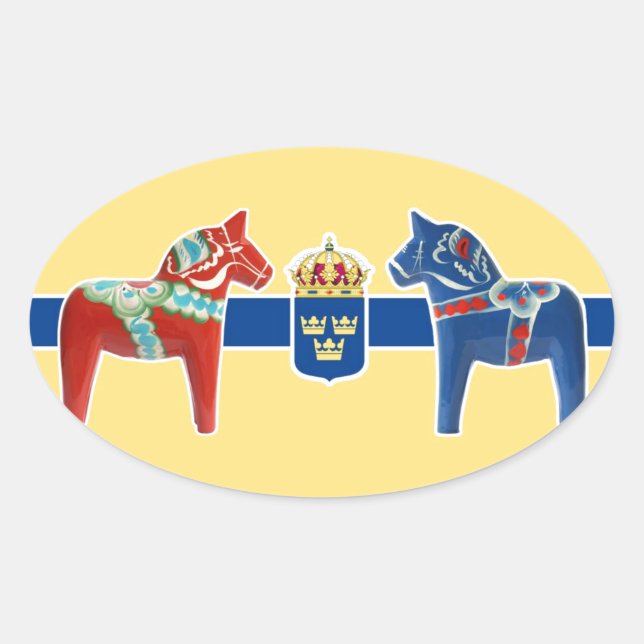 Sweden Dala Coat of Arms Oval Sticker (Front)