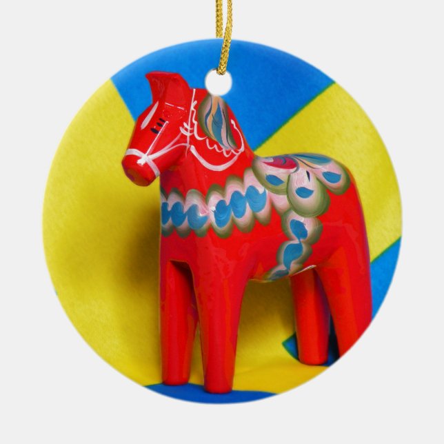 Sweden Dala Horse Ceramic Tree Decoration (Front)