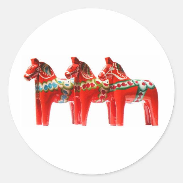 Sweden Dala Horse Classic Round Sticker (Front)