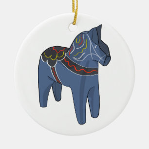 Sweden Dala Horse Dalecarlian Swedish Ceramic Tree Decoration