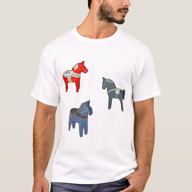 Sweden Dala Horse Dalecarlian Swedish T-Shirt (Front)