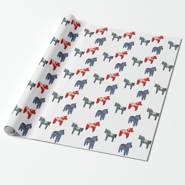 Sweden Dala Horse Dalecarlian Swedish Wrapping Paper (Unrolled)