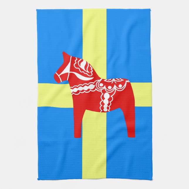 Sweden Dala Horse Tea Towel (Vertical)