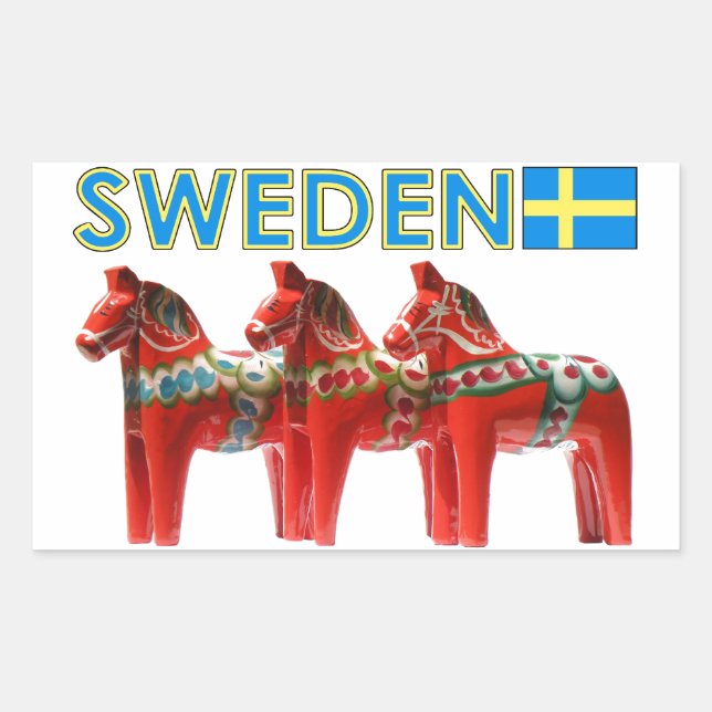 Sweden Dala Horses Rectangular Sticker (Front)