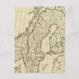 Sweden, Denmark, Norway outline Postcard