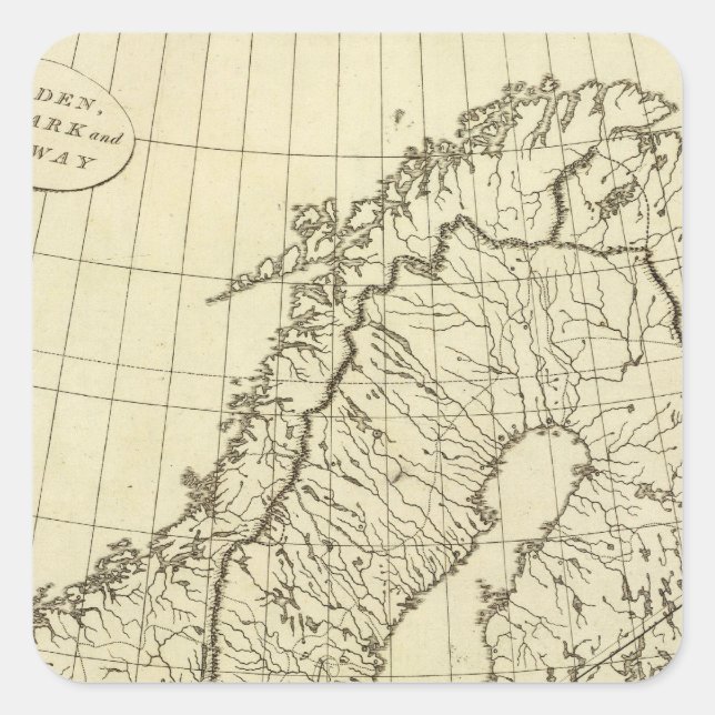 Sweden, Denmark, Norway outline Square Sticker (Front)