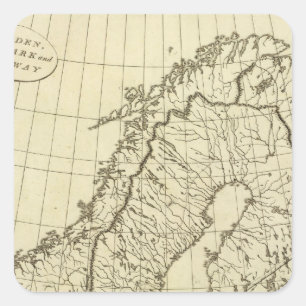 Sweden, Denmark, Norway outline Square Sticker