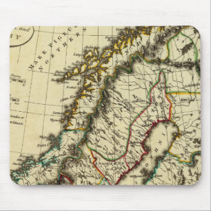 Sweden, Denmark, Norway with boundaries outlined Mouse Mat