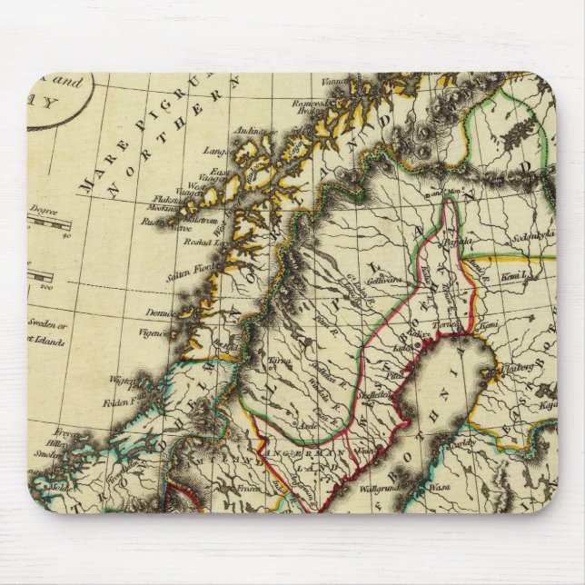 Sweden, Denmark, Norway with boundaries outlined Mouse Mat (Front)